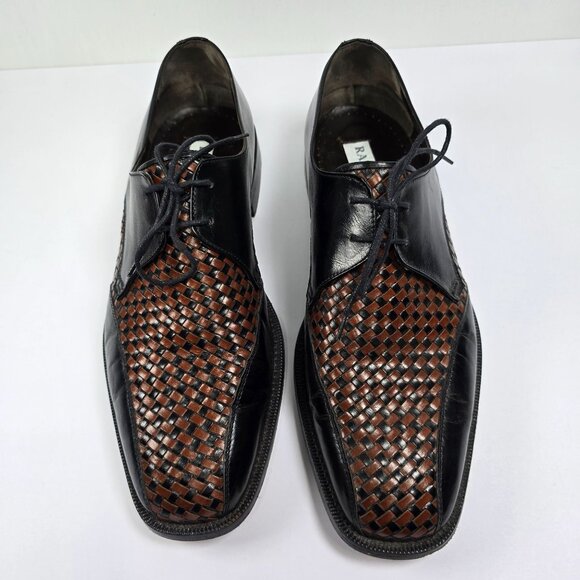 Rangoni Firenze Men's Black Leather Woven Oxfords, Sz 9M - Picture 5 of 10